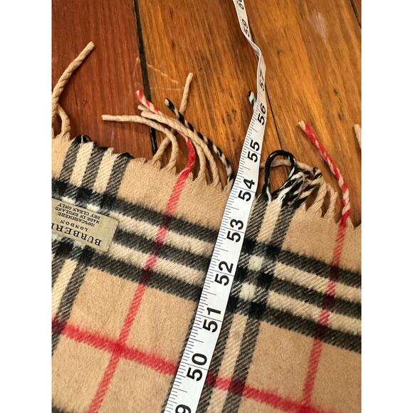 Burberry Scarf Nova Check Beige Tan Cashmere Plaid Fringe Unisex Vintage Scarf - Picture 5 of 11